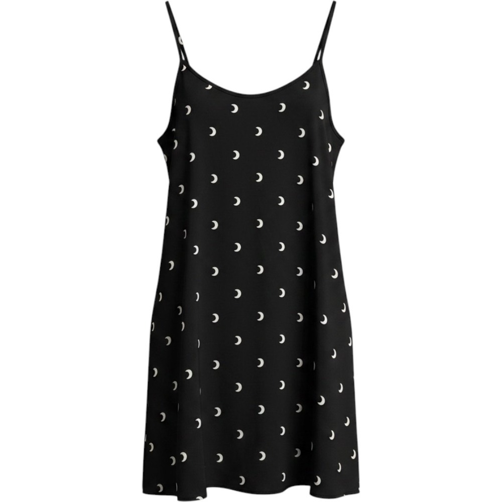 Gypsy Warrior‎ Black Crescent Moon Print Mini Dress Spaghetti Strap Small USA